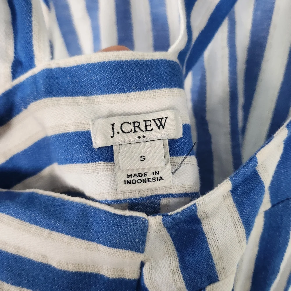 J. Crew cotton linen Blue and White Striped Tank